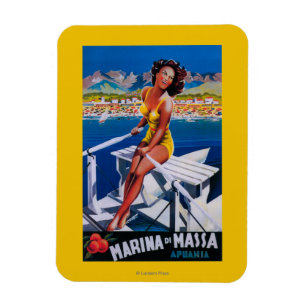Ímã Poster de viagens do porto de Massa