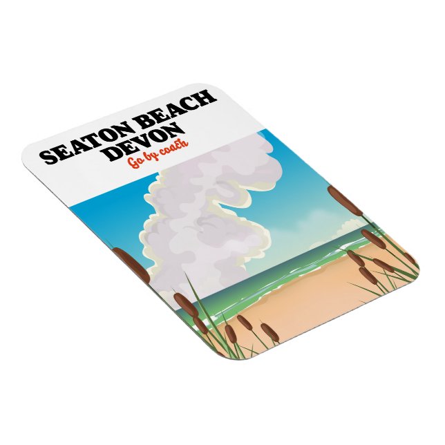 Ímã Poster de viagens Dorset da praia de Seaton (Lado Direito)