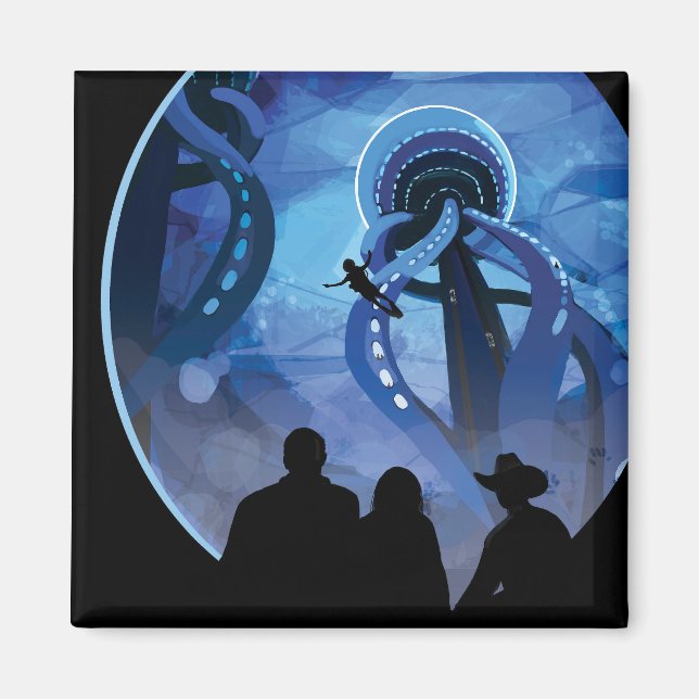 Imã Poster de viagens Espacial Retroativo - Lua Europa (Frente)