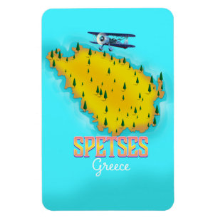 Ímã Poster de viagens grego do mapa da ilha de Spetses