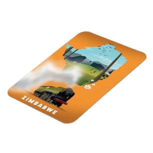 Ímã Poster de viagens ilustrado do Mapa do Zimbábue