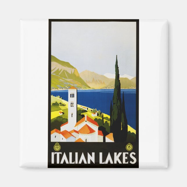 Imã poster de viagens italiano de lagos (Frente)