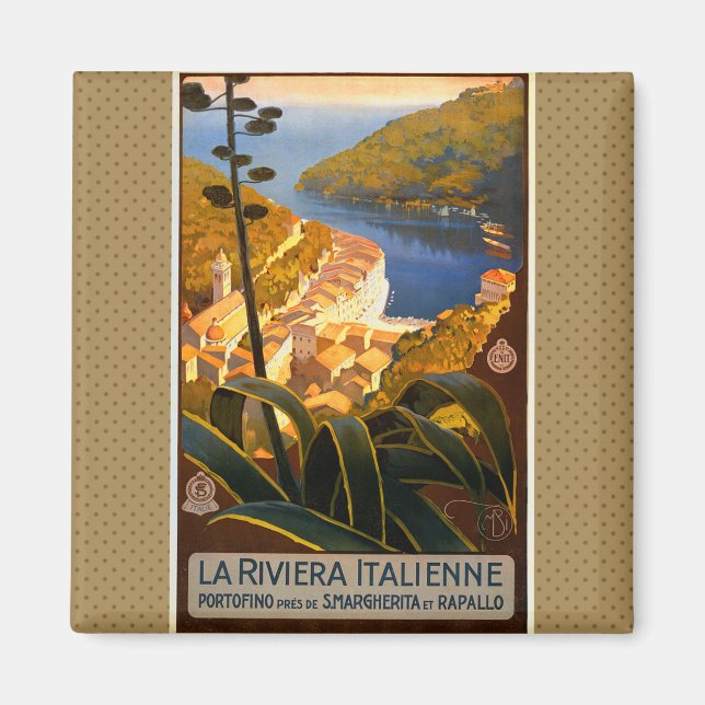 Imã Poster de viagens italiano Riviera Europe Itália (Frente)