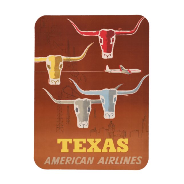 Ímã Poster de viagens Para American Airlines No Texas (Vertical)