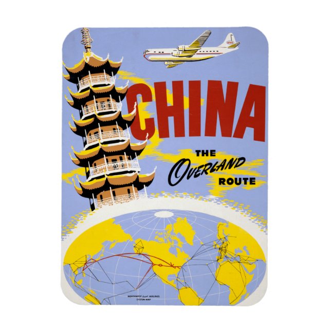 Ímã Poster de viagens Para Northwest Orient Airlines (Vertical)