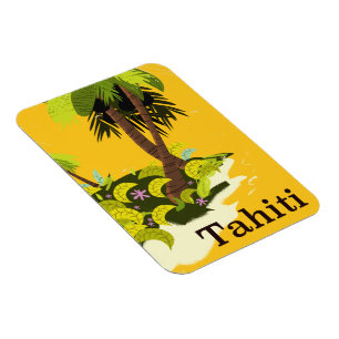 Ímã Poster de viagens Retro Tahiti
