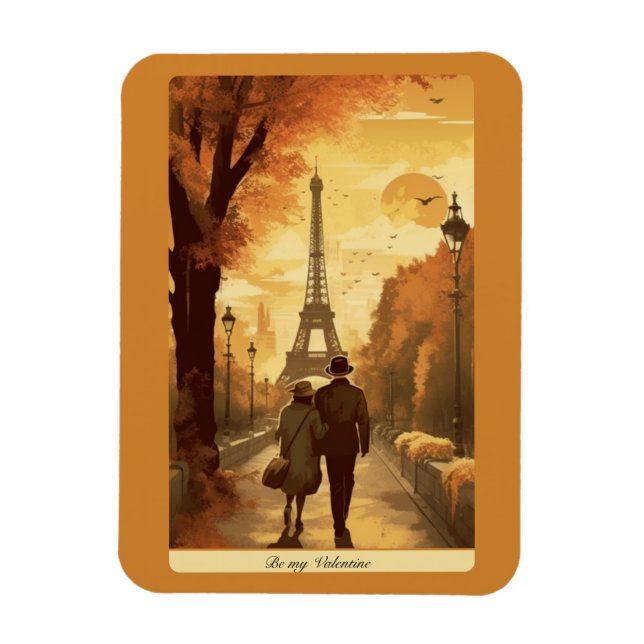 Ímã Poster de viagens, Romance em Paris personalizável (Vertical)