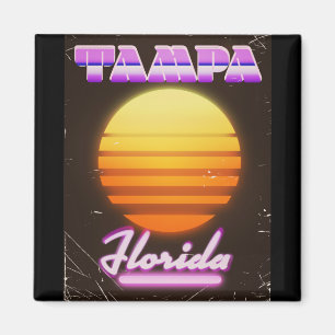 Imã poster de viagens Tampa Florida antigo dos anos 80