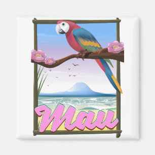 Imã poster de viagens tropical de papagaio Maui Havaí