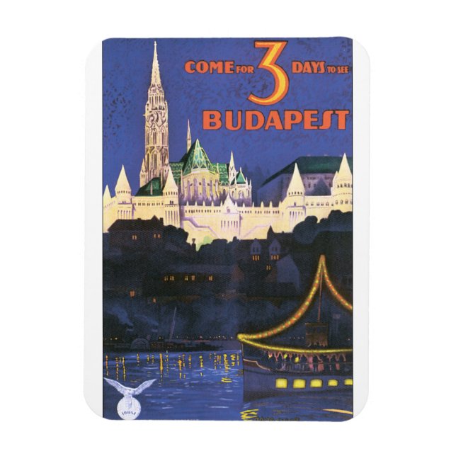 Ímã Poster de Viagens vintage Budapeste (Vertical)