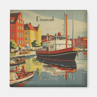 Imã Poster de Viagens vintage da Dinamarca personalizá