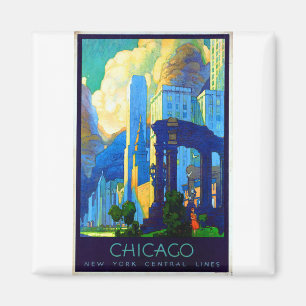 Imã Poster de Viagens vintage de Chicago