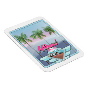 Ímã Poster de Viagens vintage de Miami Florida