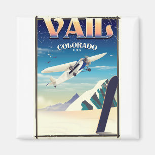 Imã poster de viagens vintage do Vail Colorado