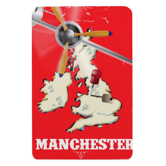 Ímã Poster de viagens Vintage Manchester (Vertical)