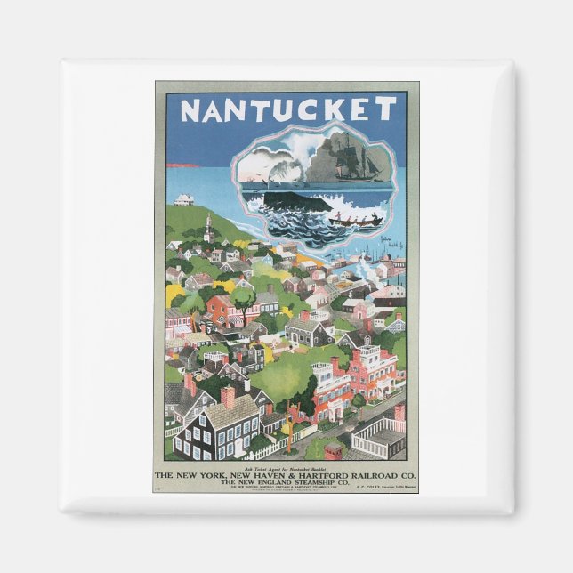 Imã Poster de Viagens vintage Nantucket (Frente)