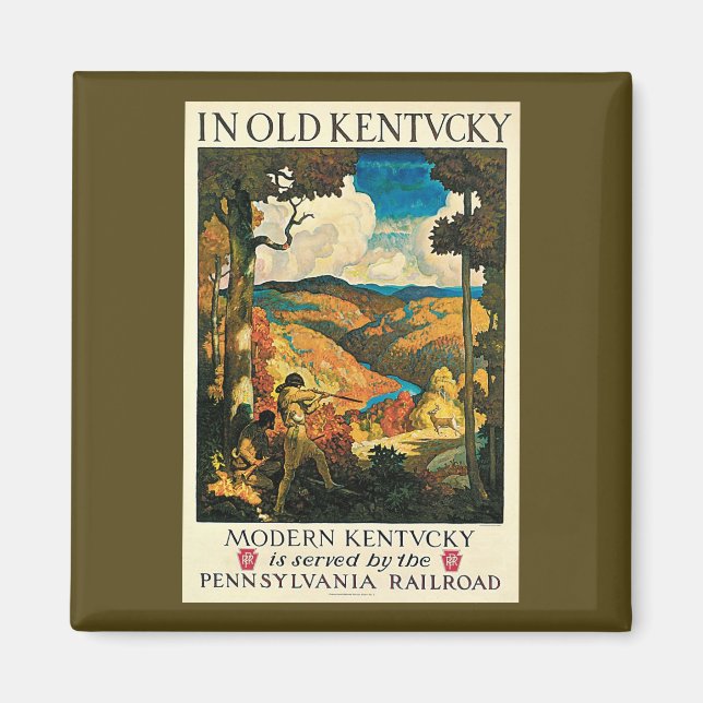 Imã Poster de viagens Vintage NC Wyeth, Antigo Kentuck (Frente)
