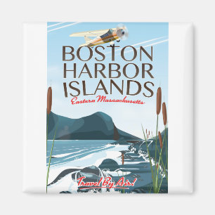 Imã poster de Voo de Massachusetts em Boston Harbor