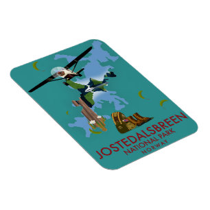 Ímã Poster de Voo do Parque Nacional Jostedalsbreen