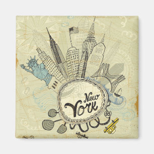 Imã Poster do Doodle de New York