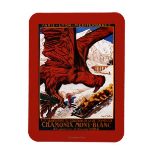 Ímã poster dos Jogos Olimpiadas de inverno de 1924