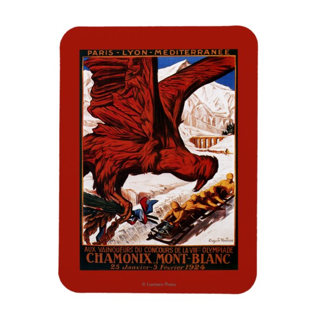 Ímã poster dos Jogos Olimpiadas de inverno de 1924 (Vertical)