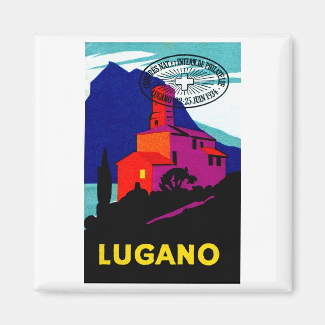 Imã poster Filatélico de Lugano 1934 (Frente)
