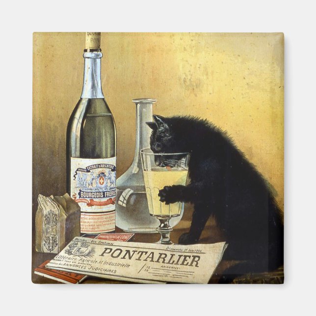 Imã Poster francês retrô "absinho burguês" (Frente)