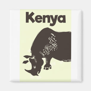 Imã poster vintage Africano Quênia Rhino