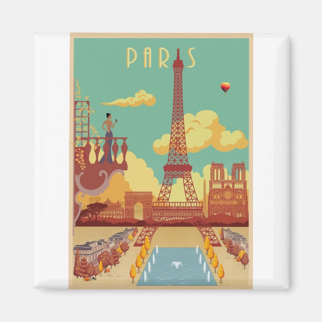 Imã Poster vintage de Paris (Frente)