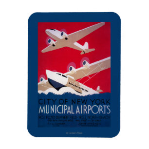 Ímã Poster vintage do Aeroporto Municipal de Nova Iorq