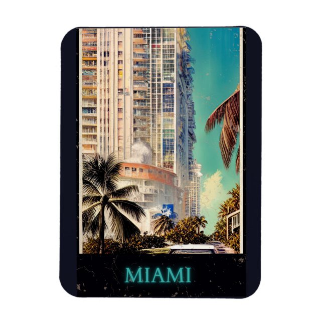 Ímã Poster vintage Miami (Vertical)