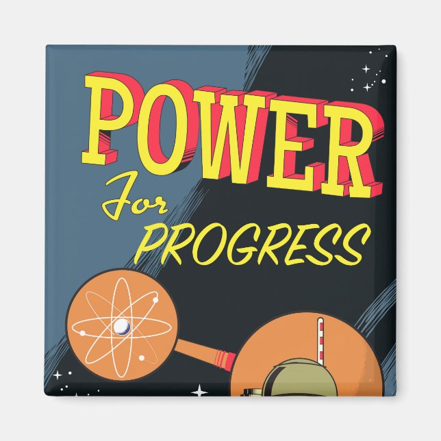 Imã Pôster vintage Power For Progress Atômico (Frente)
