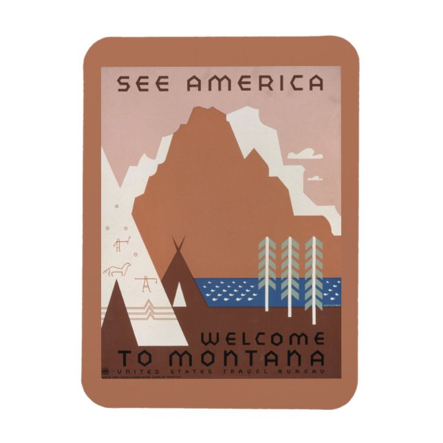 Ímã Poster vintage Promovendo Viagem para Montana. 2 (Vertical)