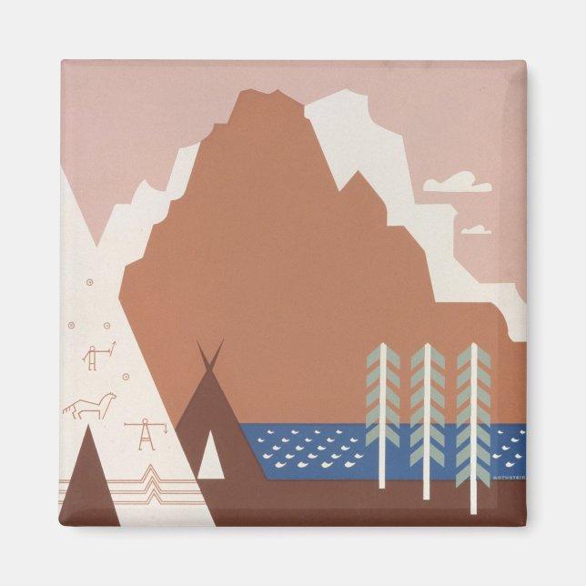 Imã Poster vintage Promovendo Viagem para Montana. 2 (Frente)