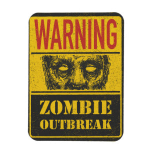 Ímã Poster Zombie Outbreak. Assinar Conselho com Zombi