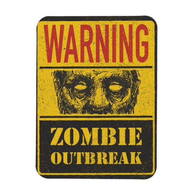 Ímã Poster Zombie Outbreak. Assinar Conselho com Zombi (Vertical)