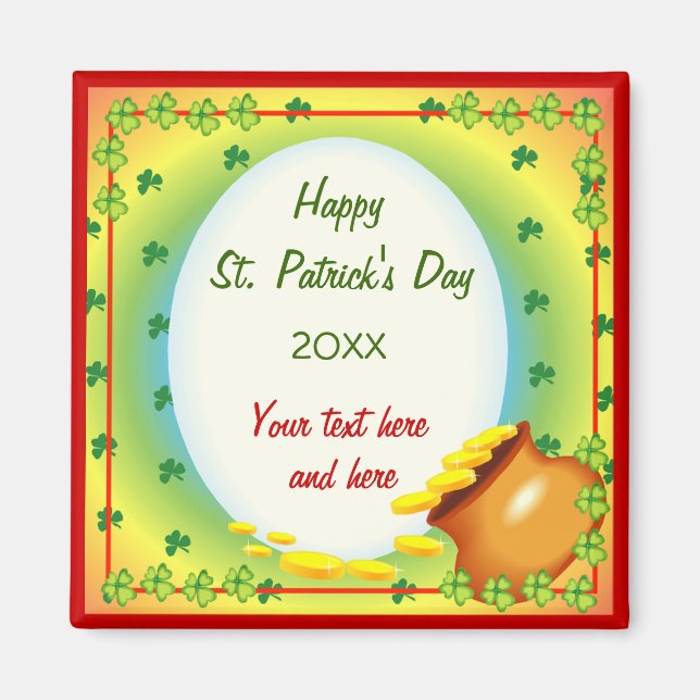 Imã Pote Irlandês Leprechaun do Dourado (Frente)