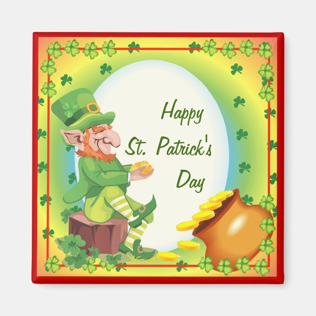 Imã Pote Irlandês Leprechaun do Dourado (Frente)