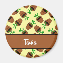 Imã Pote verde de terracotta em amarelo