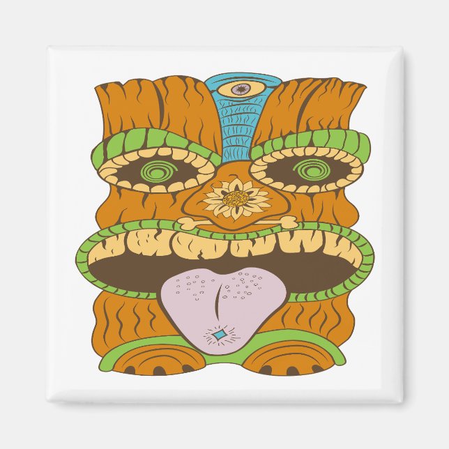 Imã Potente estátua de Tiki em Humor Psicodélico, Engr (Frente)