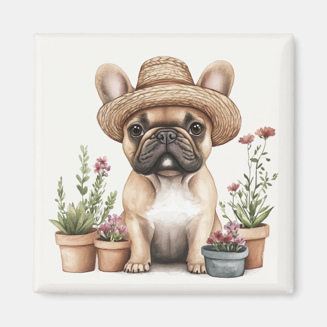 Imã Potes de Flor para Jardinagem de Bulldog Francês (Frente)