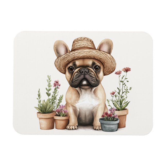 Ímã Potes de Flor para Jardinagem de Bulldog Francês (Horizontal)