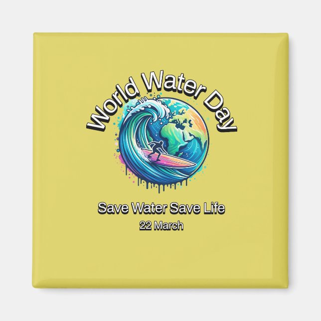 Imã Poupe Água, Salve A Vida. Dia Mundial da Água. (Frente)