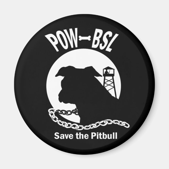 Imã POW BSL Salve o Emblema do Cachorro Pitbull (Frente)