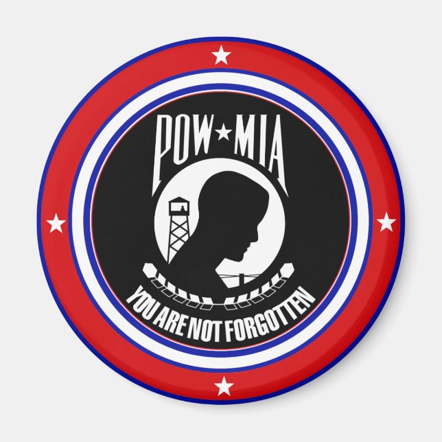 IMÃ POW MIA - VERMELHO BRANCO E AZUL (Frente)