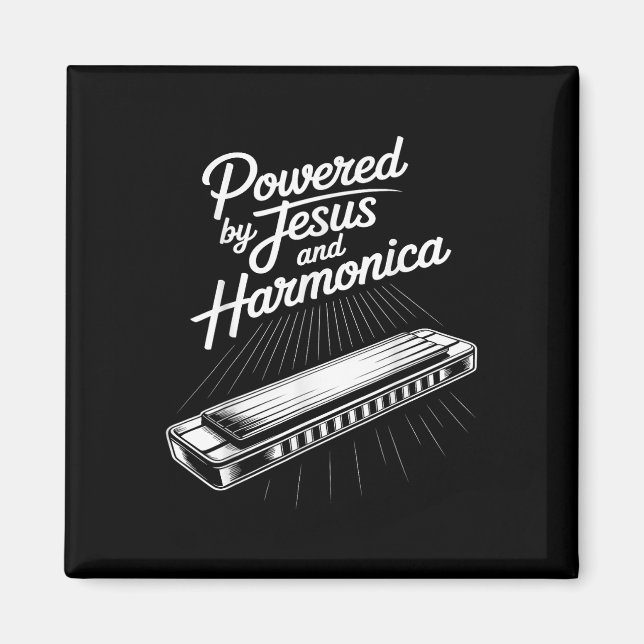 Imã Powered By Jesus And Harmonica Christian Music  (Frente)