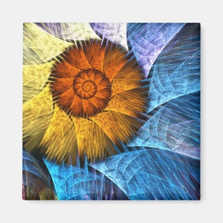 Imã Praça de Arte Amarelo Amarelo Amarelo Floral Abstr