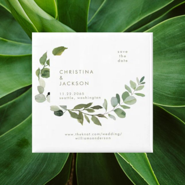 Imã Praça de Casamento Eucalyptus Guarde o Texto Doura (Criador carregado)