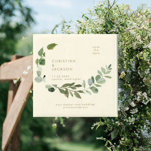 Imã Praça do Casamento Amarelo Eucalyptus Salve a Data